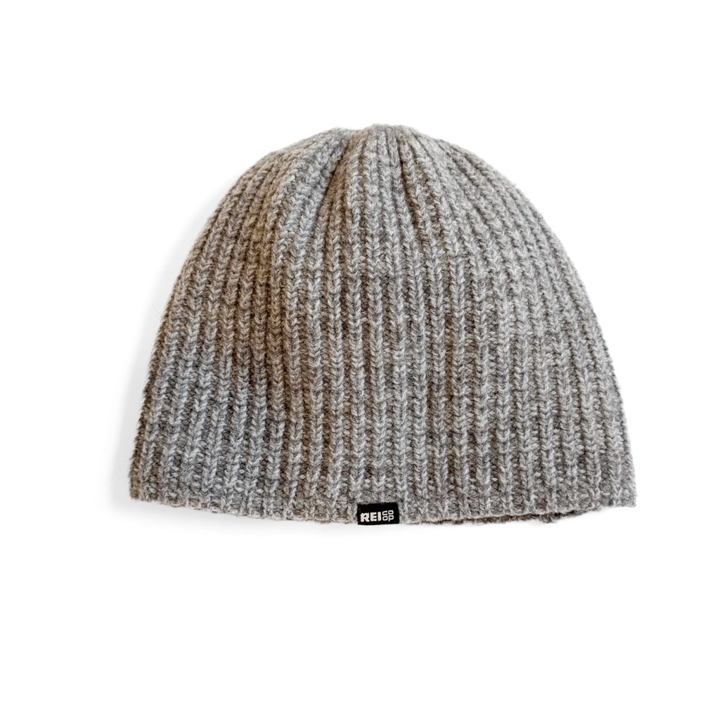 REI Wool Gray Ribbed Insulated Beanie EUC